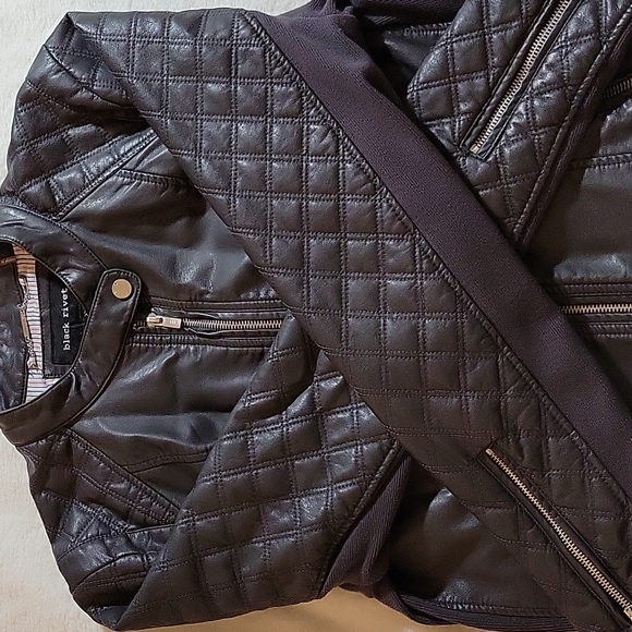 BLACK RIVET XL FAUX LEATHER JACKET - Picture 5 of 12